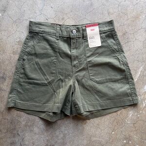 levi’s muted olive green utility shorts